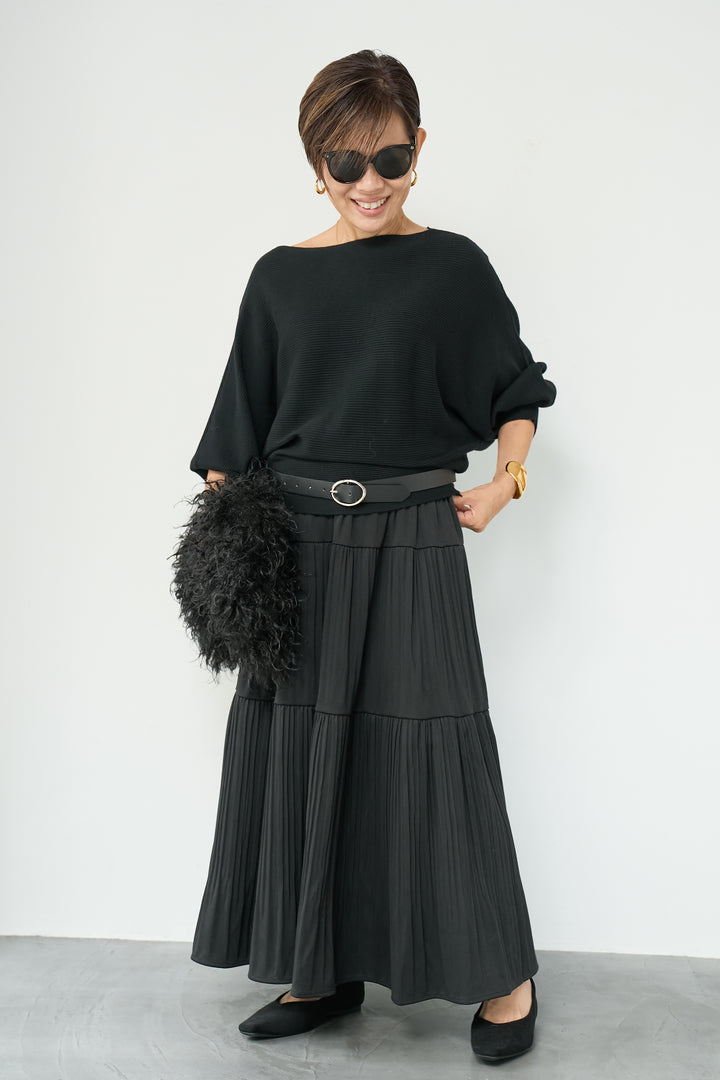 ドルマンニット＋プリーツティアードスカート