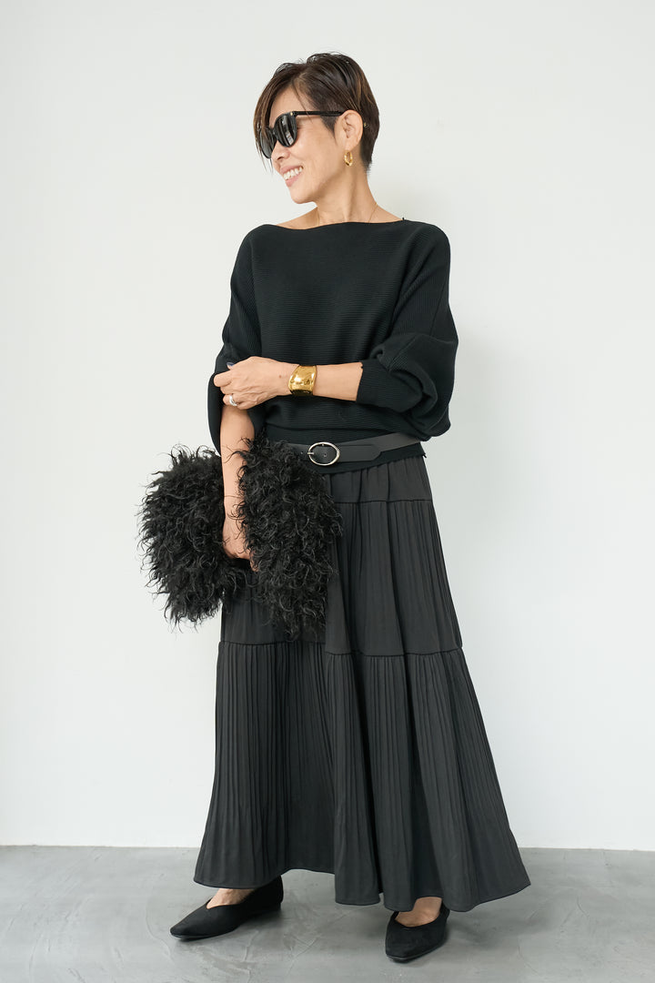 ドルマンニット＋プリーツティアードスカート