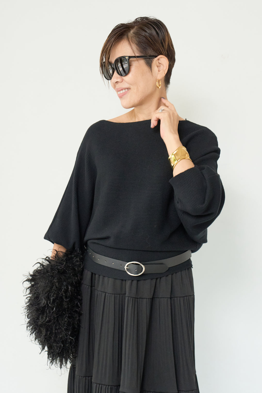 ドルマンニット＋プリーツティアードスカート