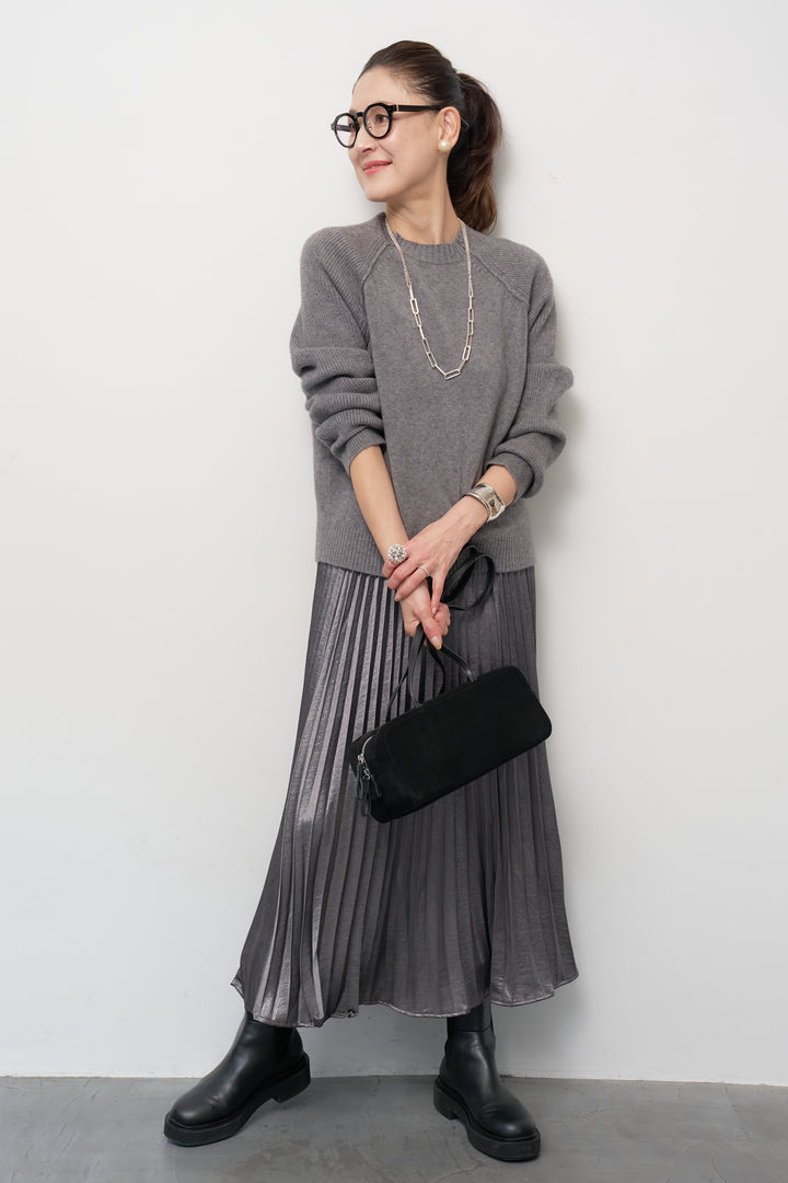 カシミヤ混ラグランスリーブニット