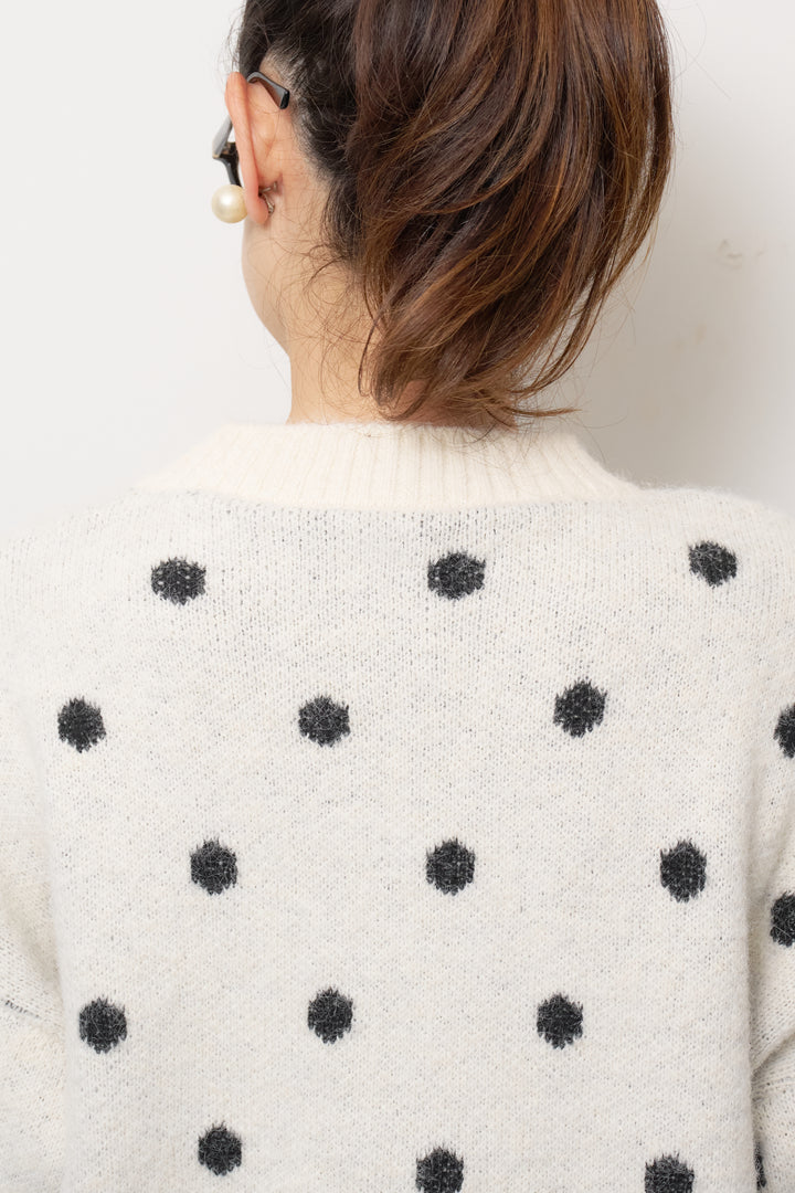 [SET]フラッフィードットニットプルオーバー+ベロアロングスカート(2set)