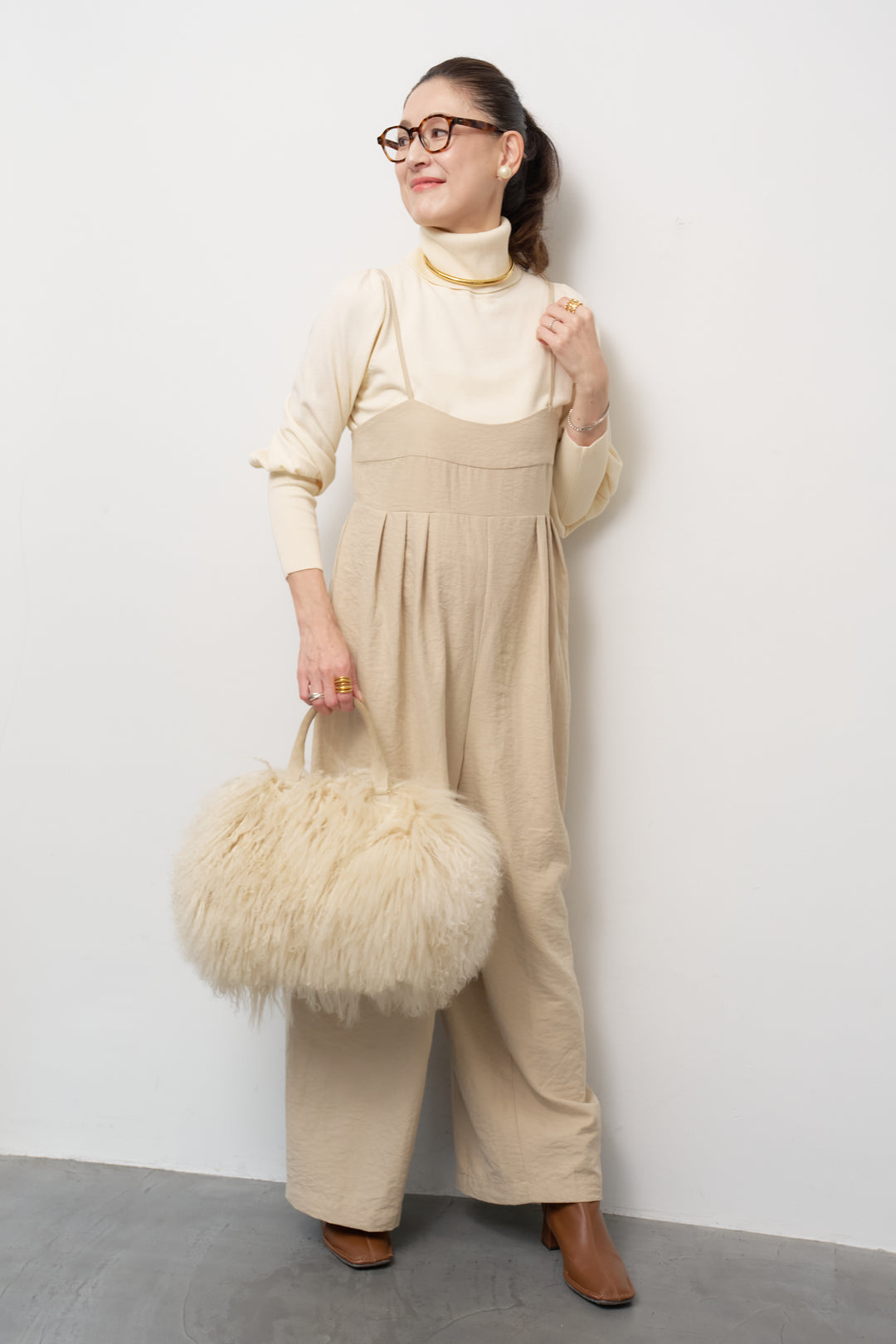 ハイウエストタックサロペット