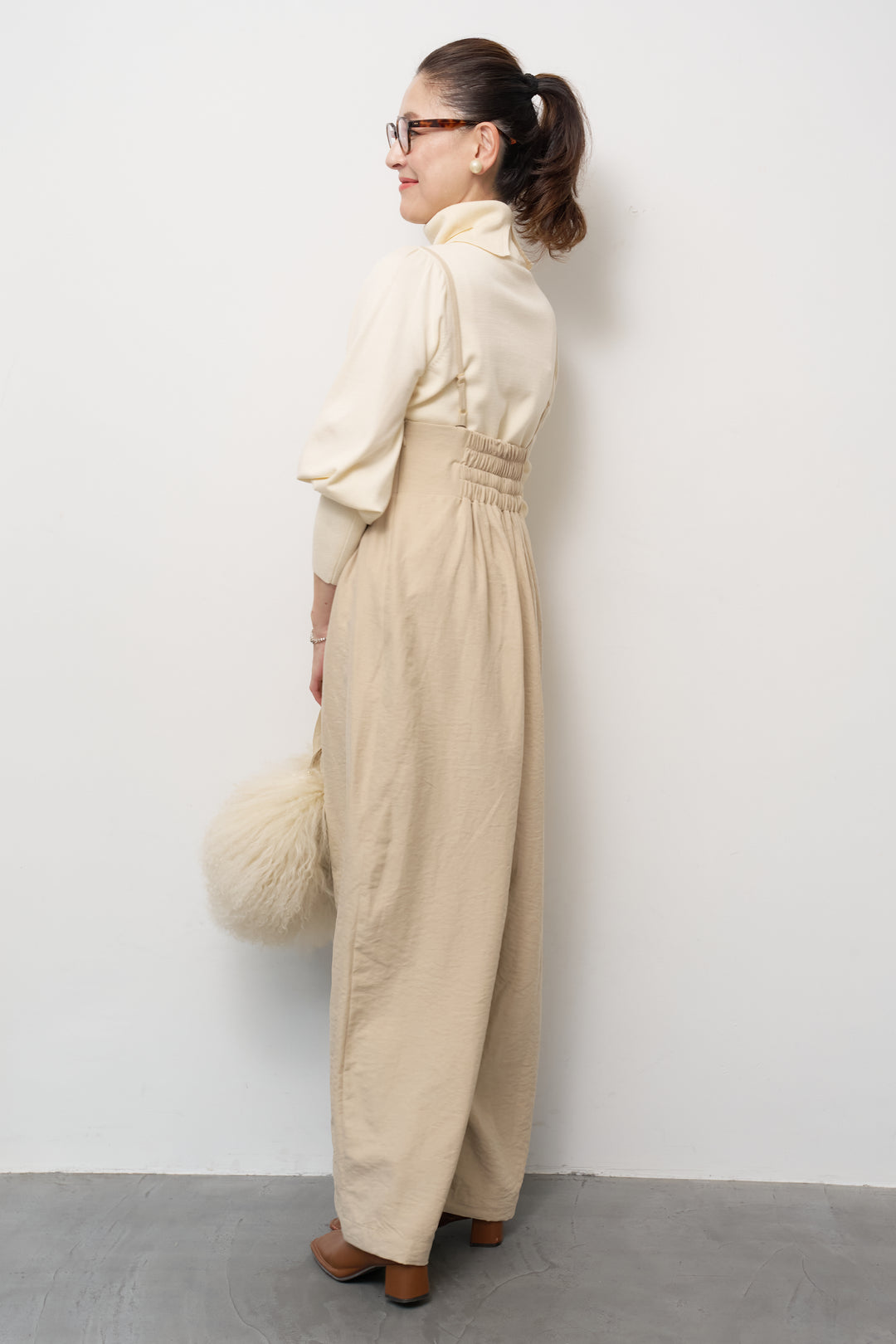 ハイウエストタックサロペット