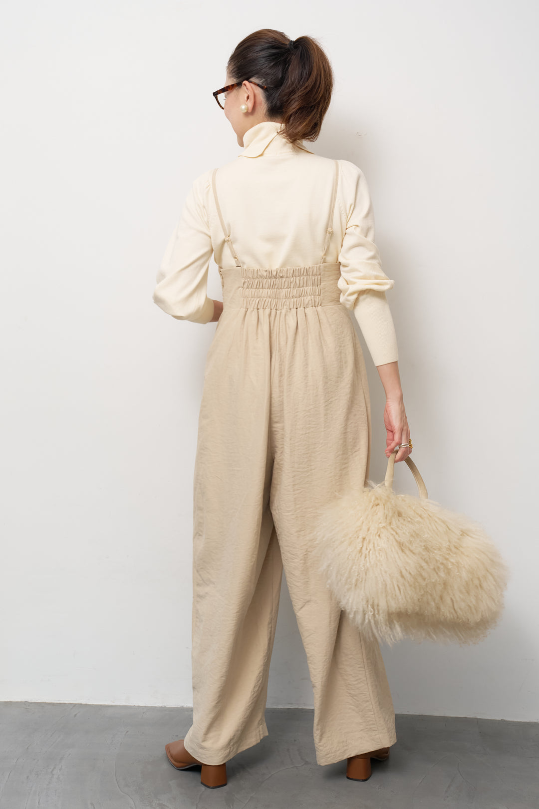 ハイウエストタックサロペット