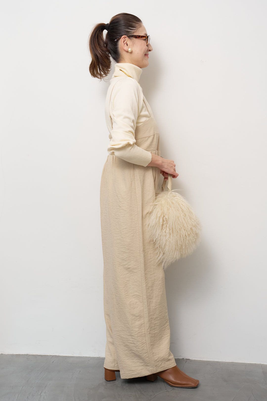 ハイウエストタックサロペット