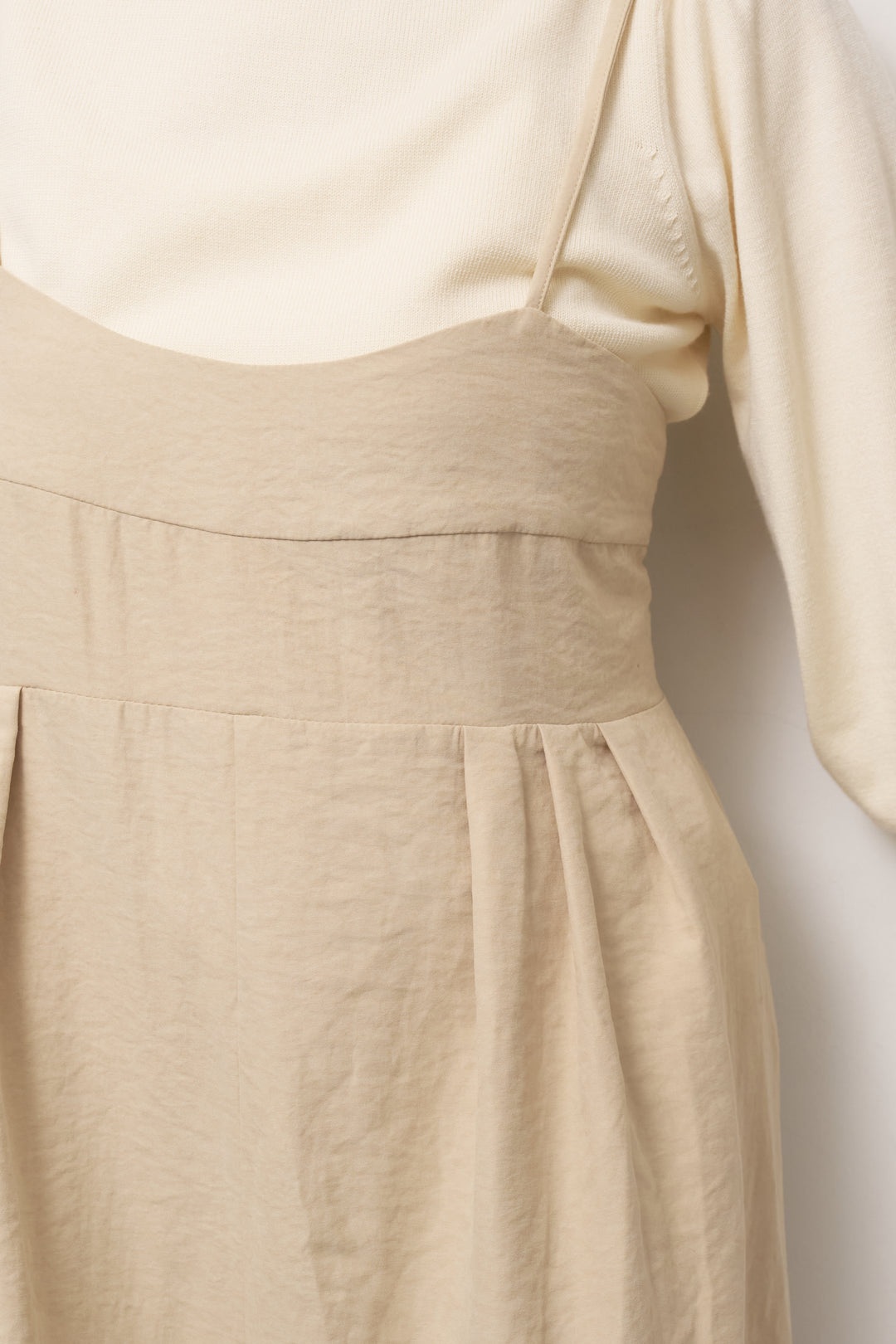 [SET]ハイウエストタックサロペット+パフスリーブタートルネックニット(2set)