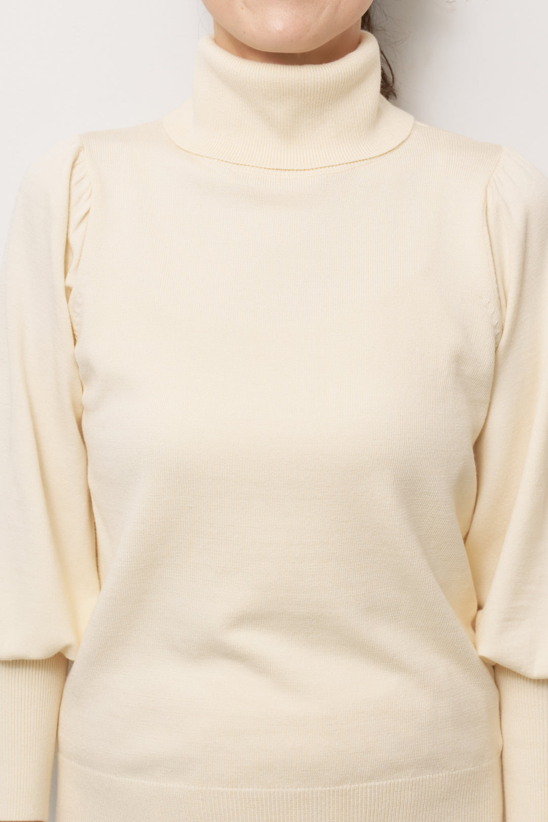 パフスリーブタートルネックニット