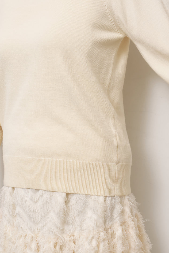 パフスリーブタートルネックニット