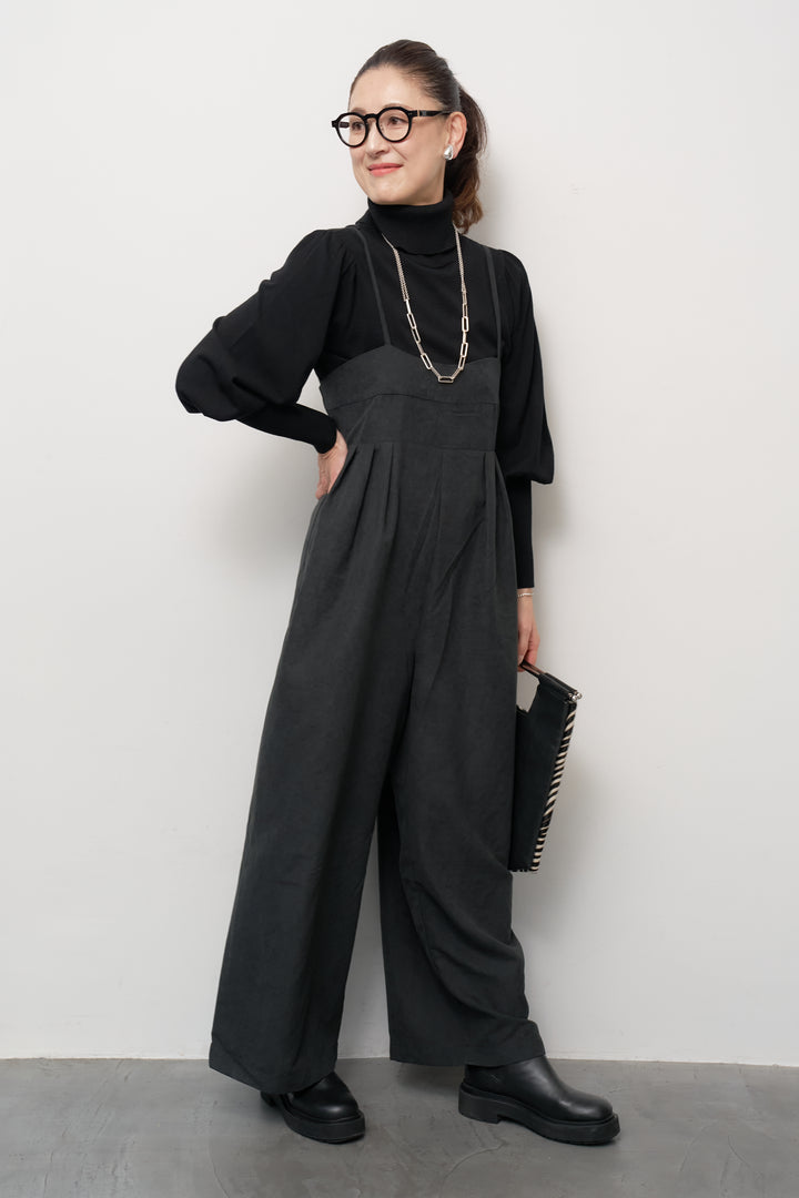 ハイウエストタックサロペット