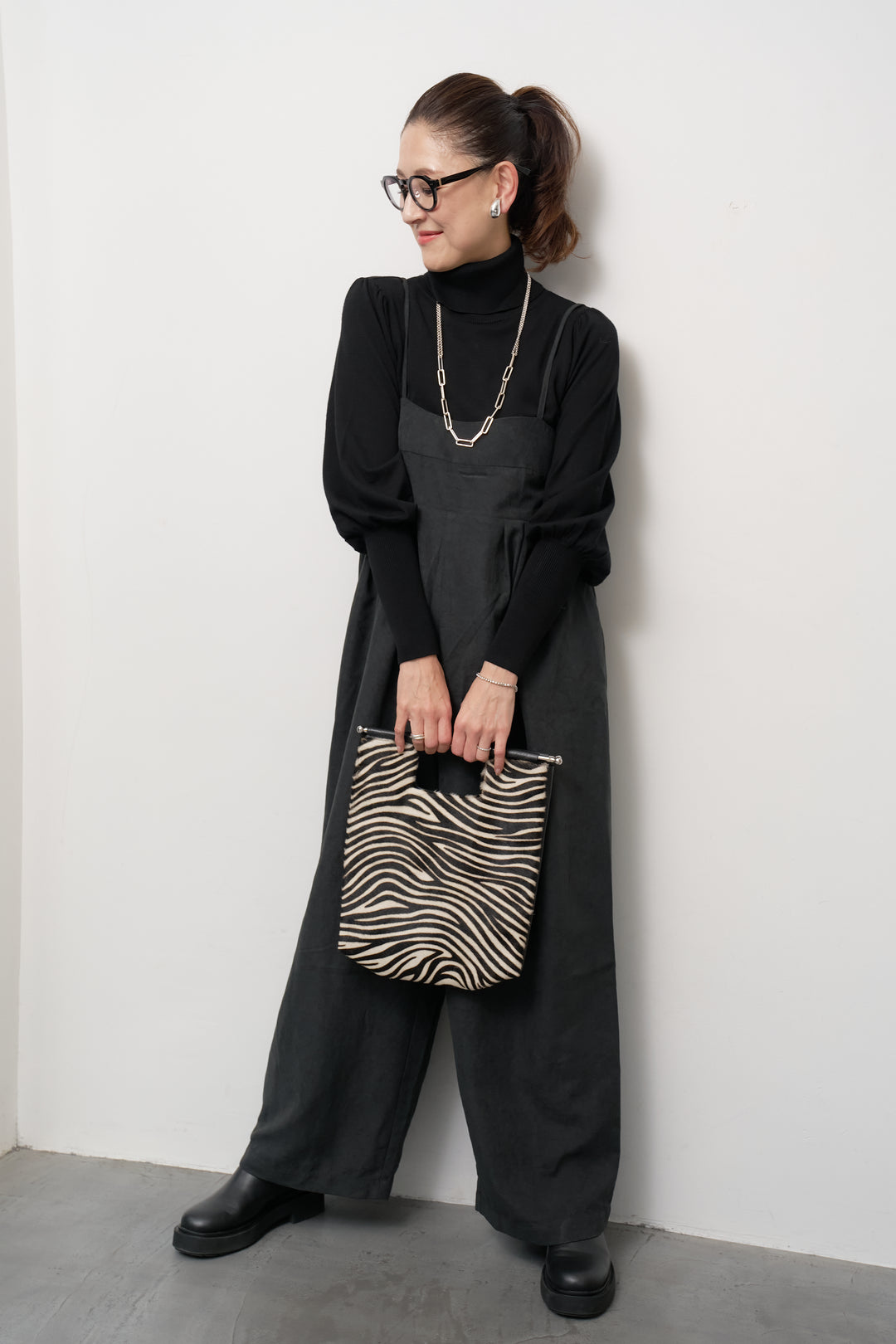 ハイウエストタックサロペット