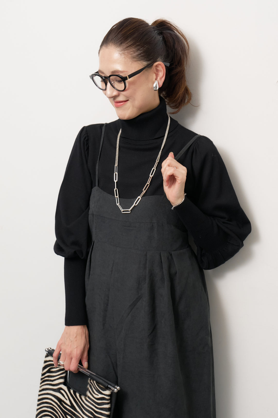 ハイウエストタックサロペット