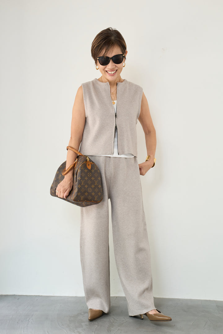 ジップベストニット＋ニットパンツ