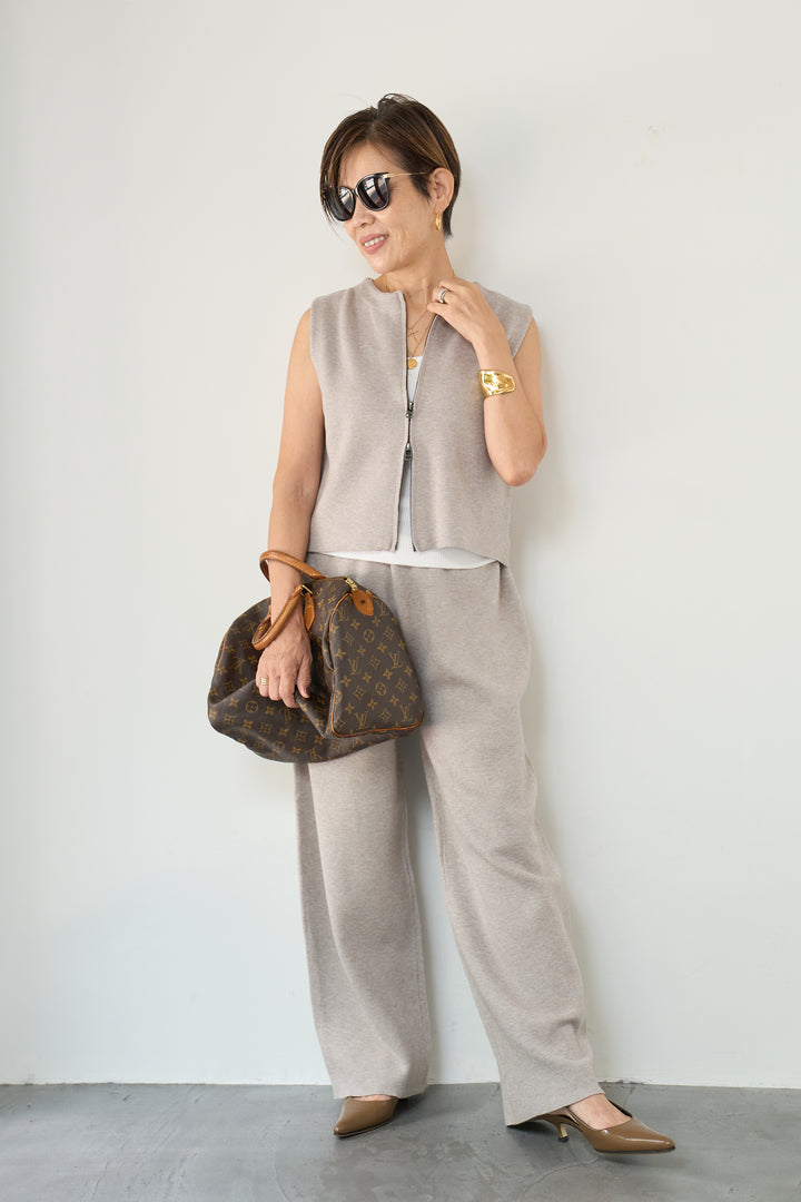 ジップベストニット＋ニットパンツ