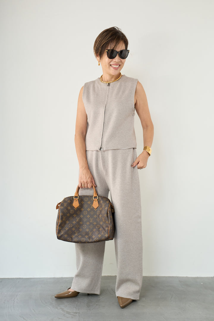 ジップベストニット＋ニットパンツ