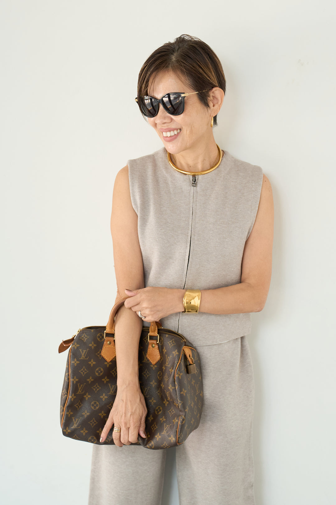 ジップベストニット＋ニットパンツ