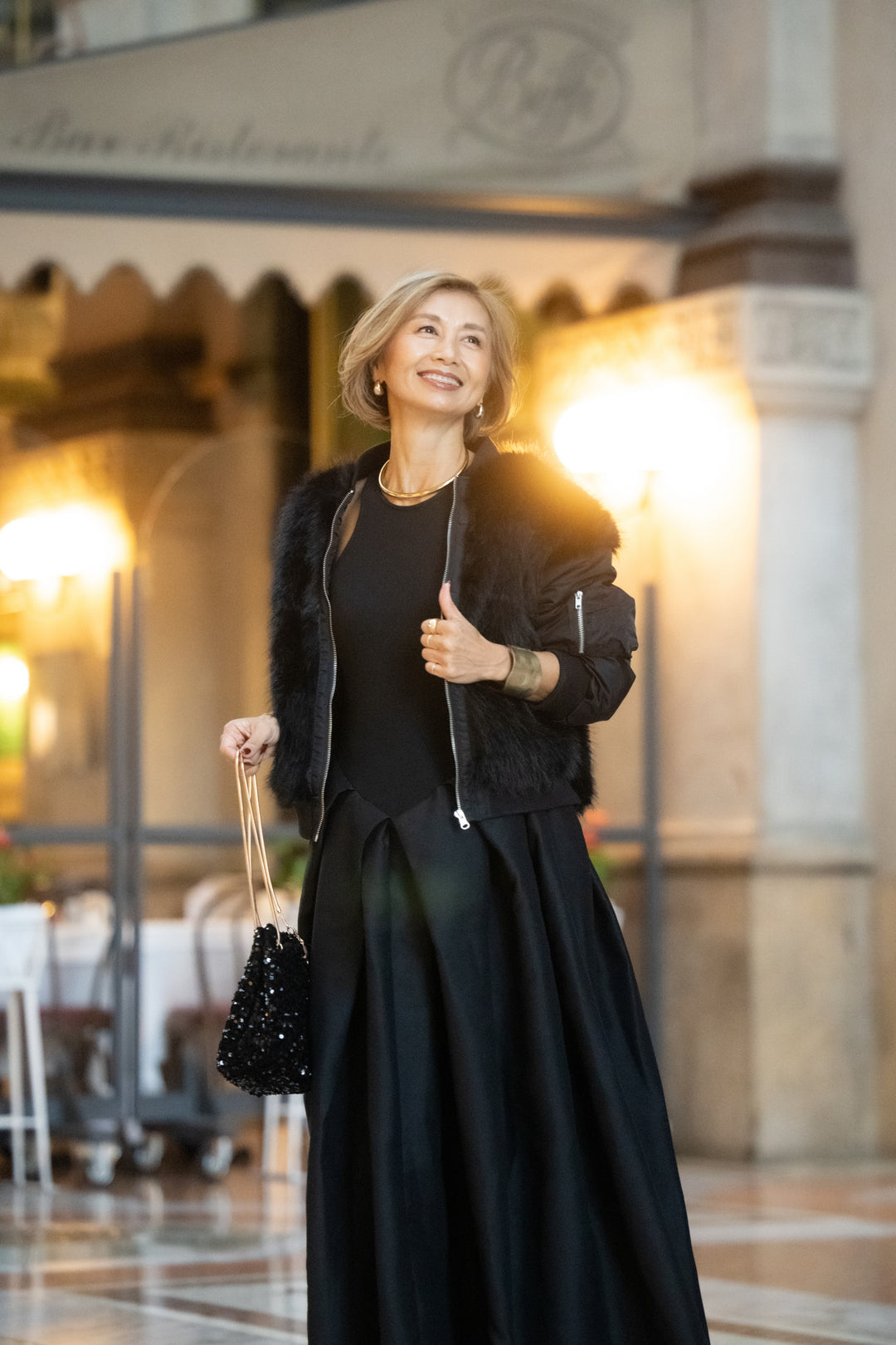 美ラインボリュームスカートワンピース