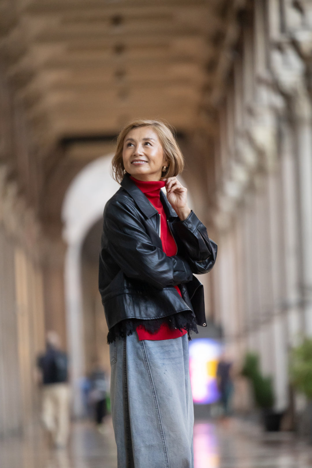 洗えるシルク30%ハイネックニット