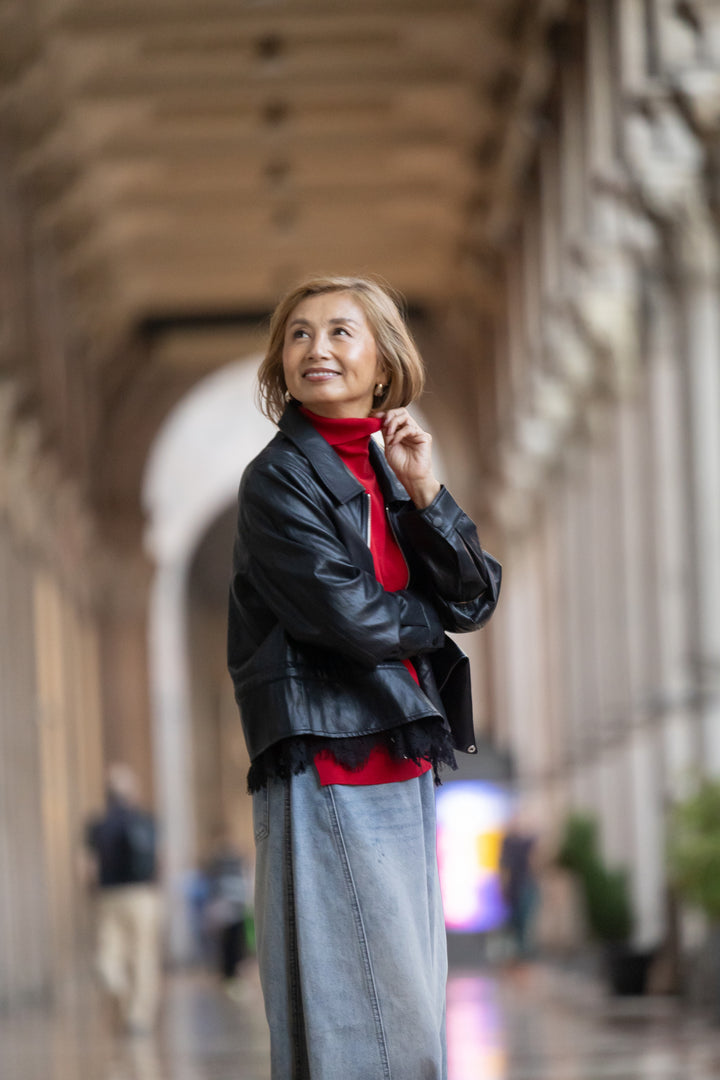 洗えるシルク30%ハイネックニット
