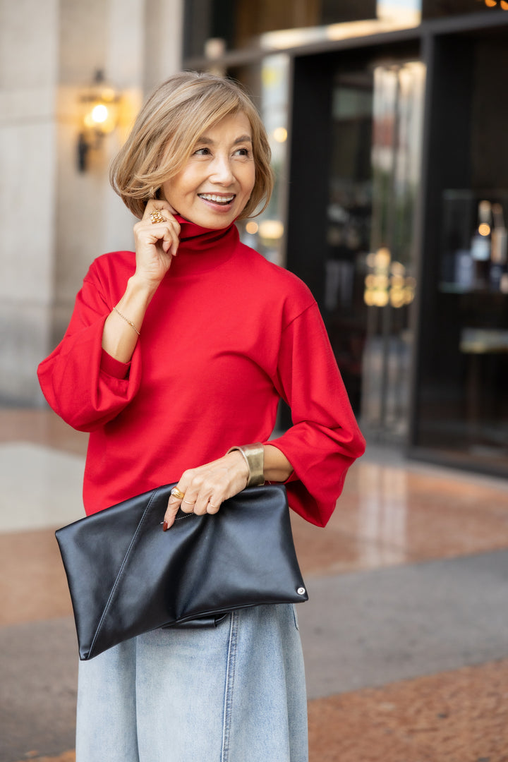 洗えるシルク30%ハイネックニット