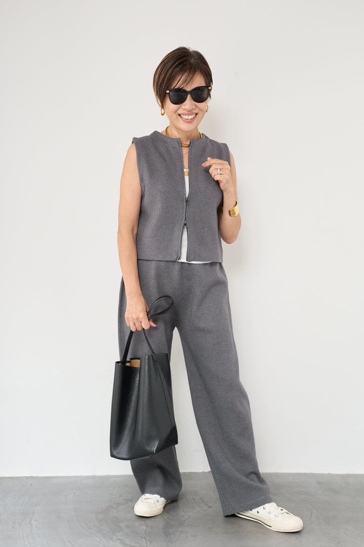 ジップベストニット＋ニットパンツ