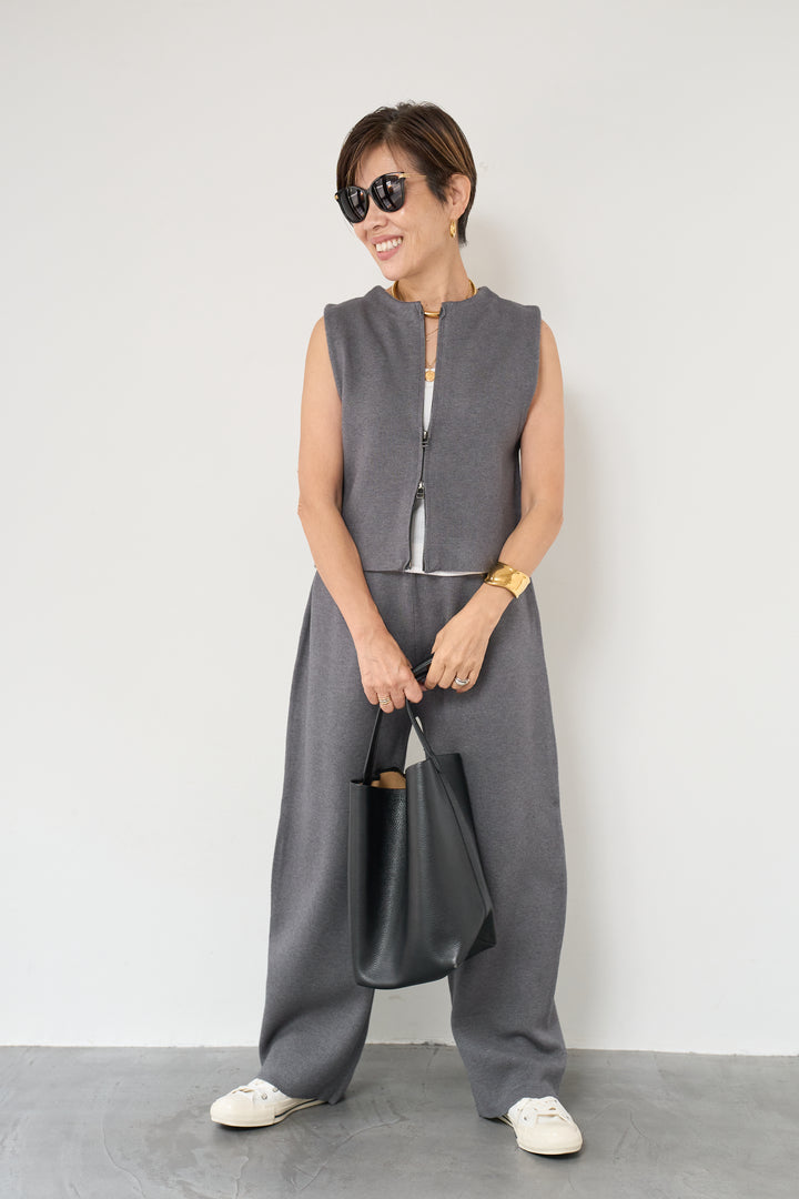 ジップベストニット＋ニットパンツ