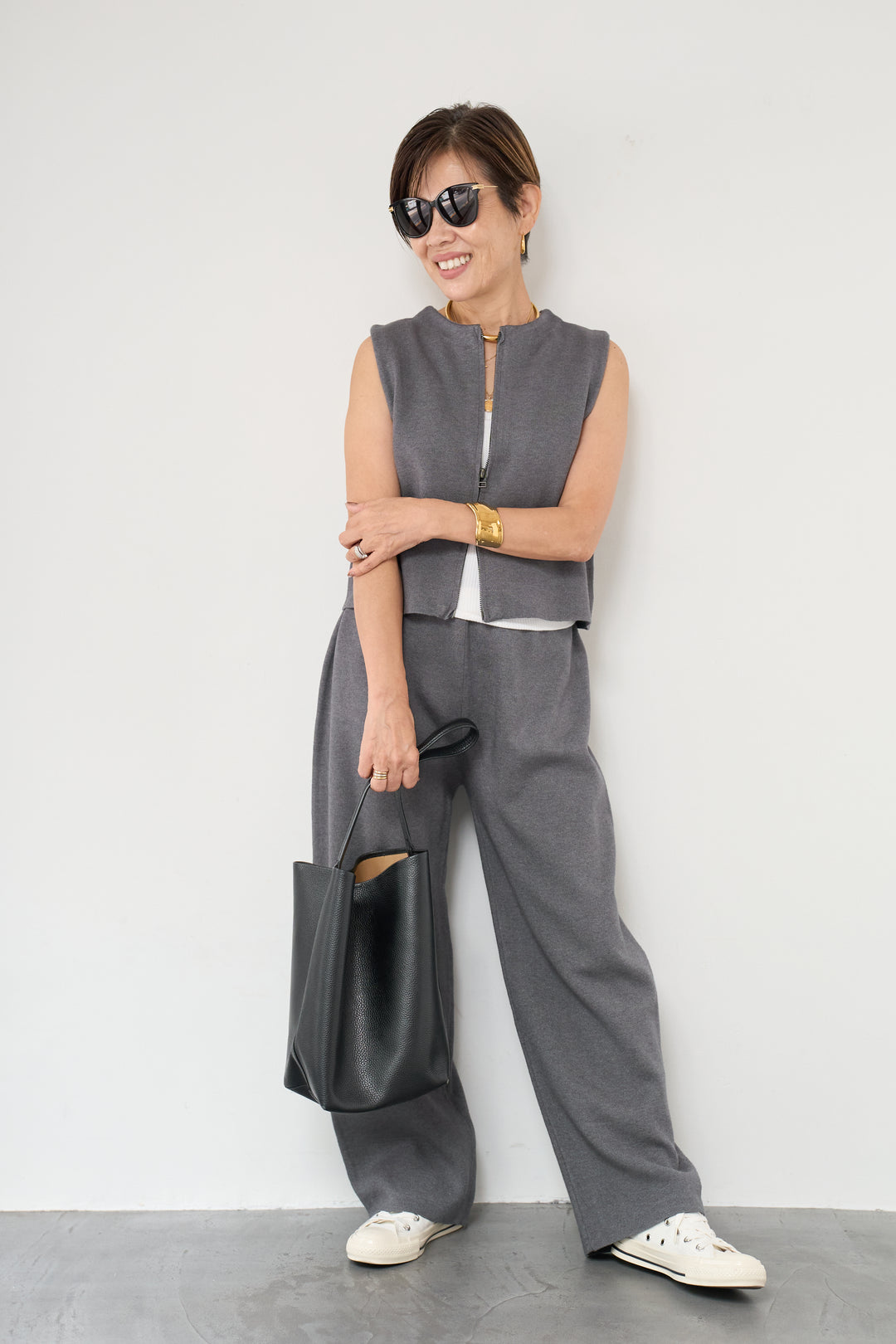 ジップベストニット＋ニットパンツ