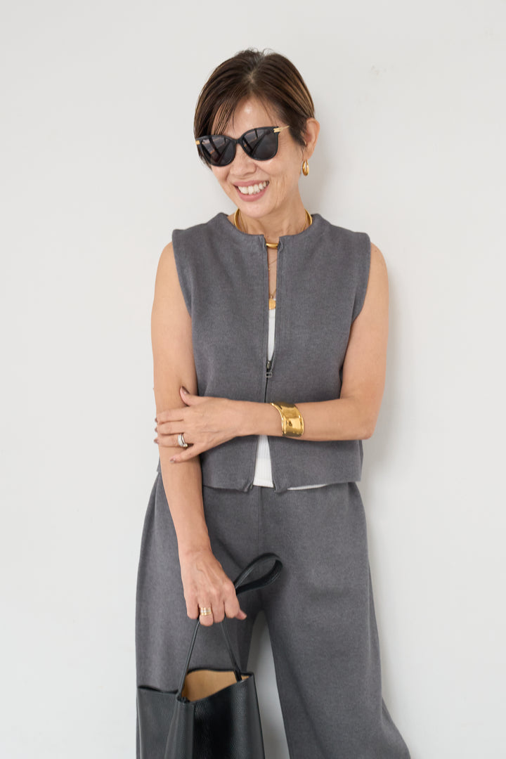 ジップベストニット＋ニットパンツ