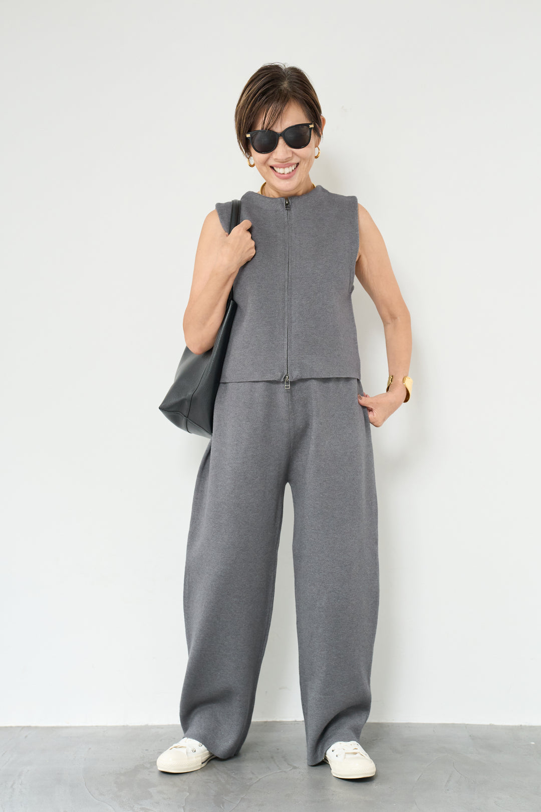 ジップベストニット＋ニットパンツ