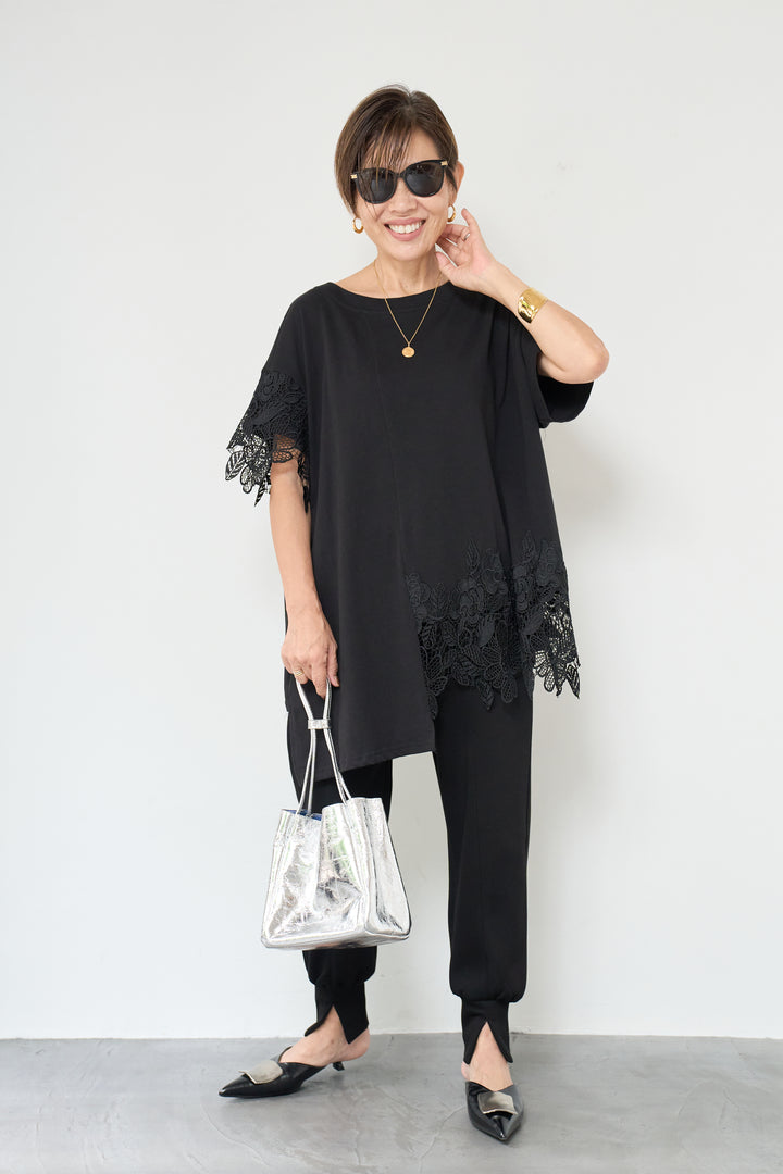 裾レースアシメカットソー