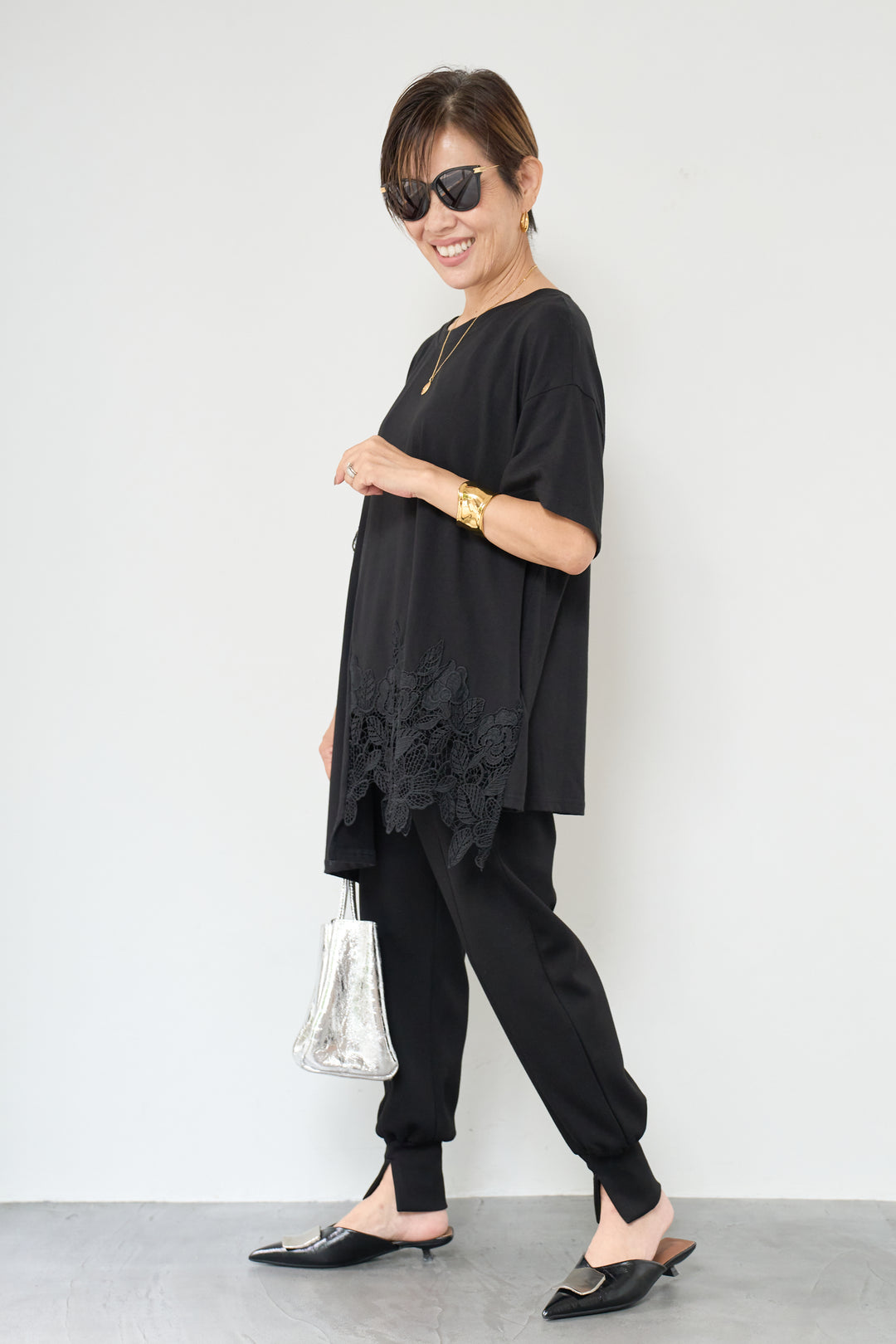 裾レースアシメカットソー