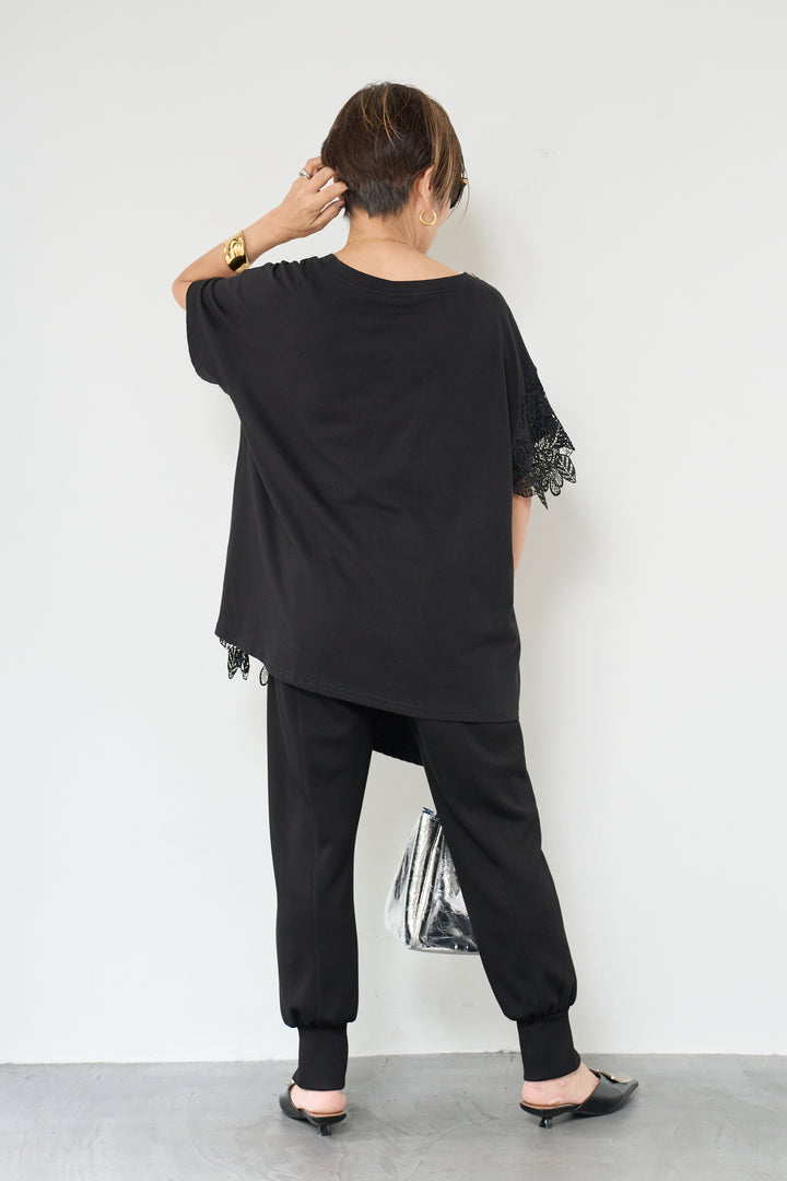 裾レースアシメカットソー