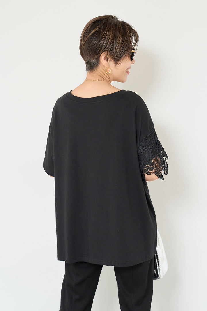 裾レースアシメカットソー