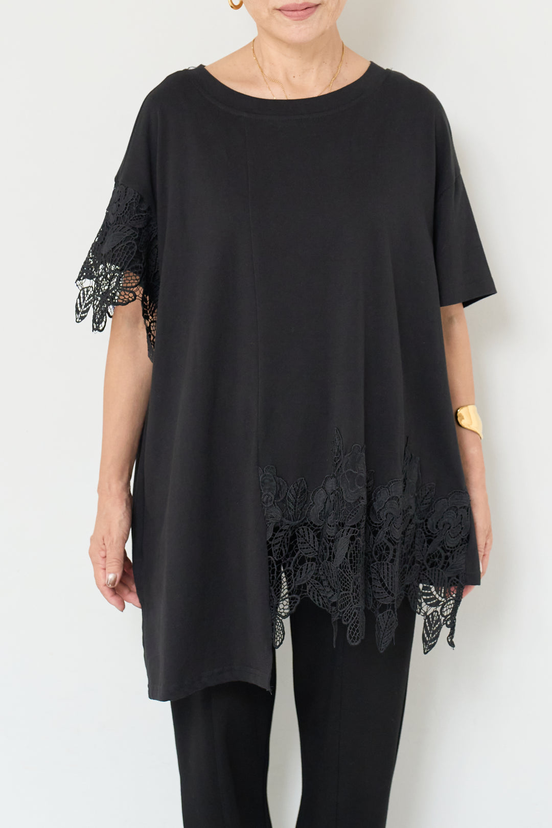 裾レースアシメカットソー
