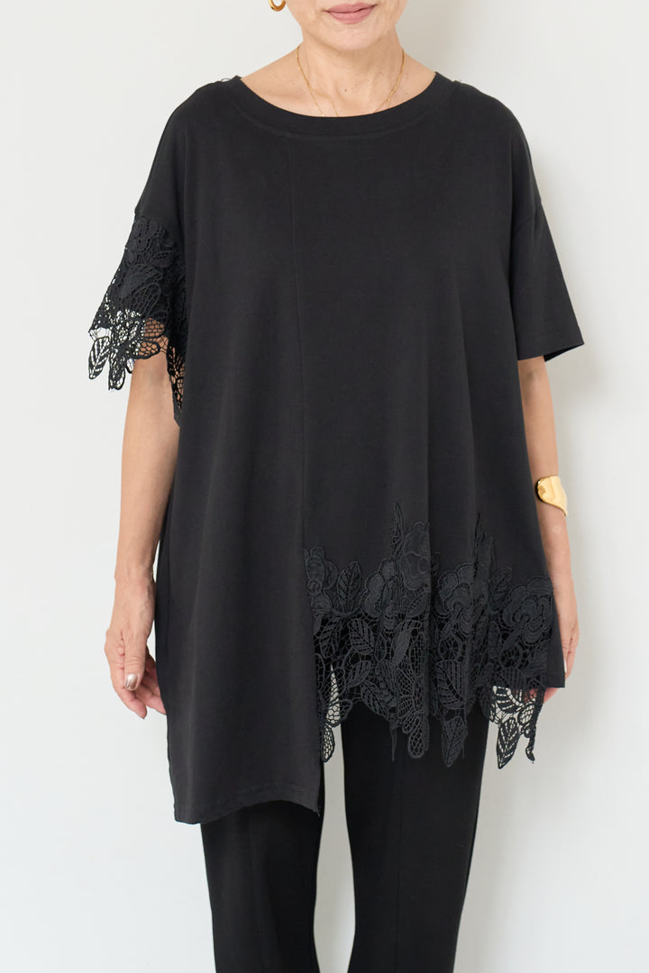 裾レースアシメカットソー