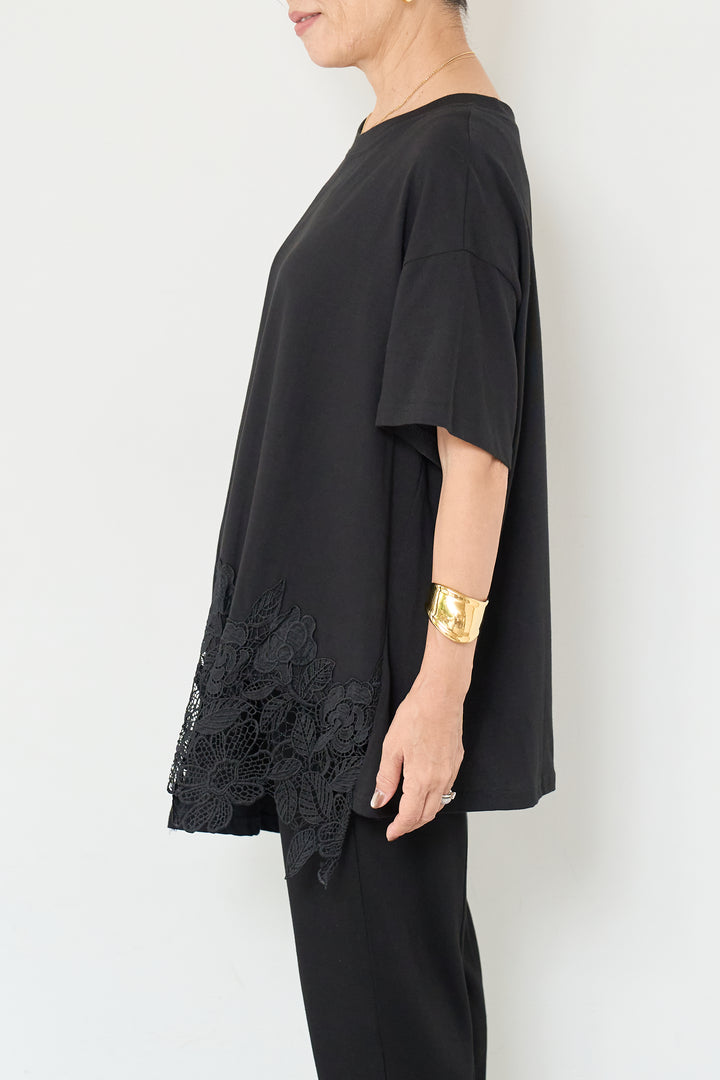 裾レースアシメカットソー