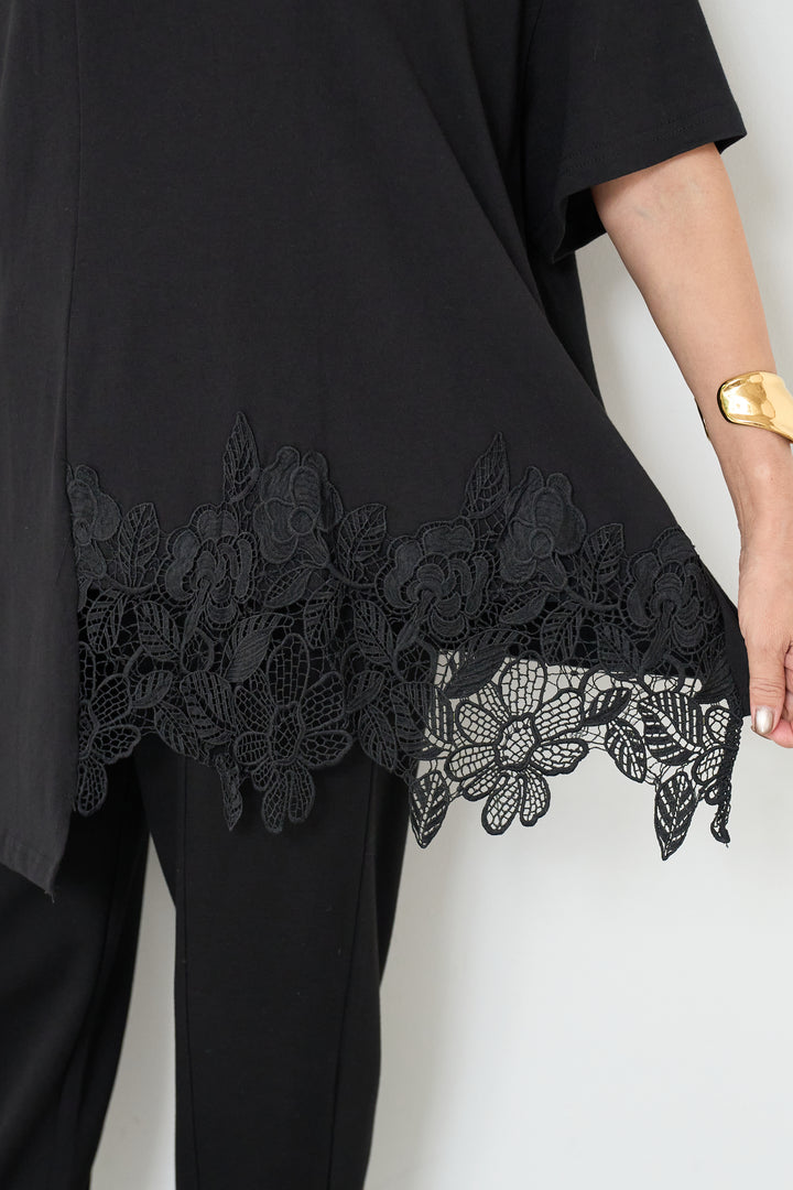 裾レースアシメカットソー