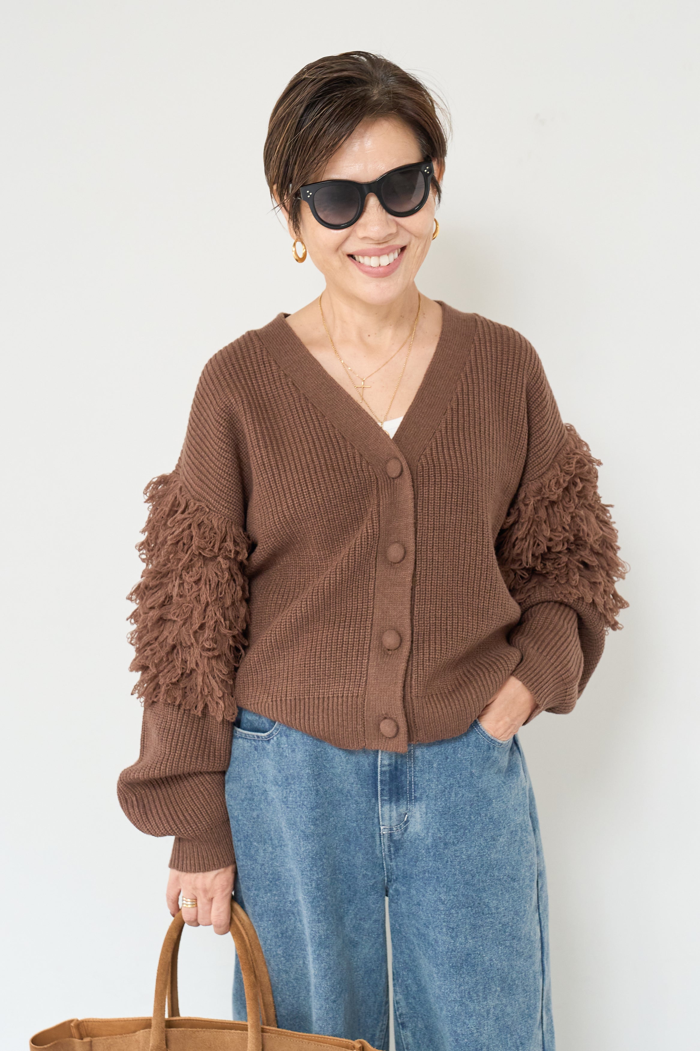 UNITED ARROWS ループフリンジオーバーニットカーディガン ループ フリンジ オーバー ニットカーディガン