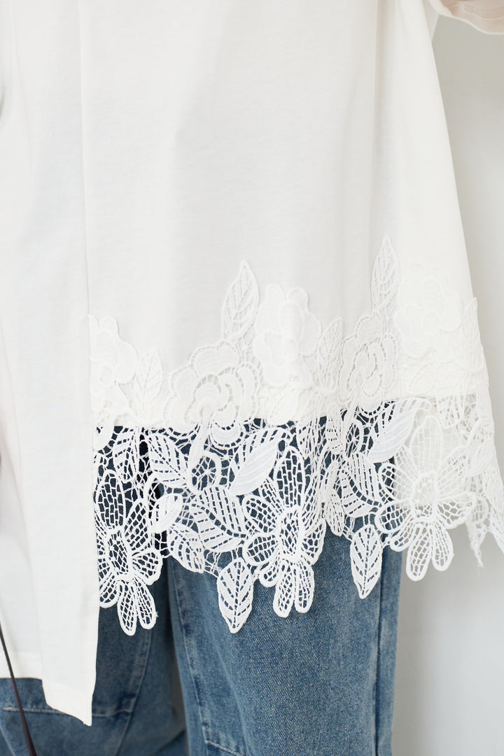 裾レースアシメカットソー