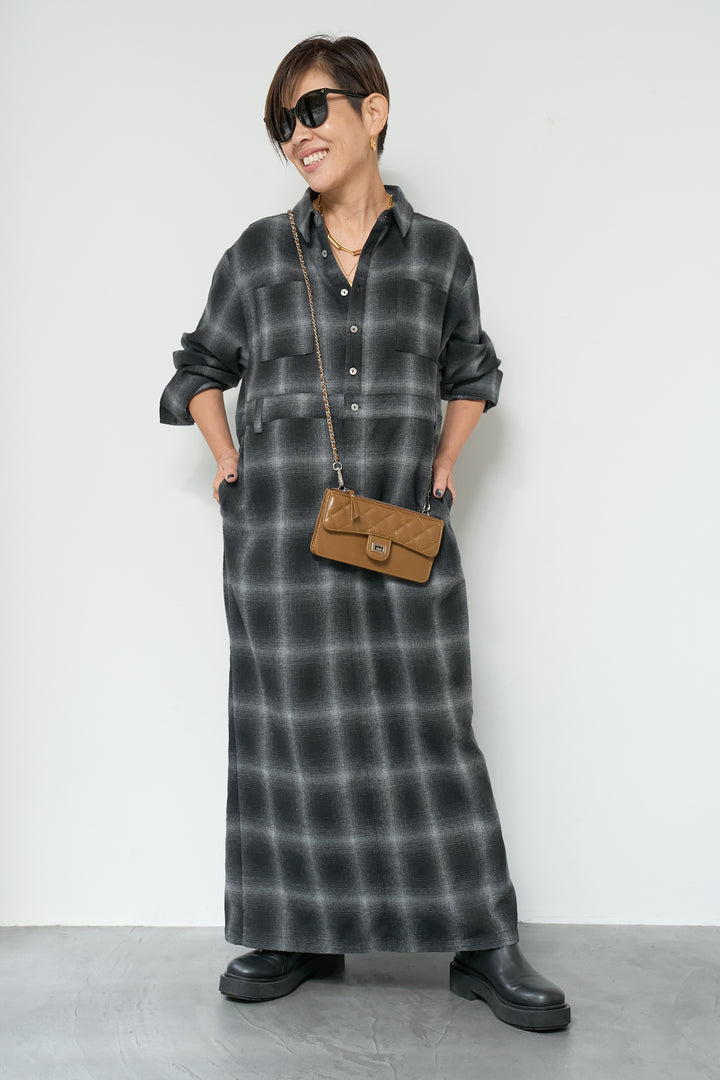 チェックシャツワンピース