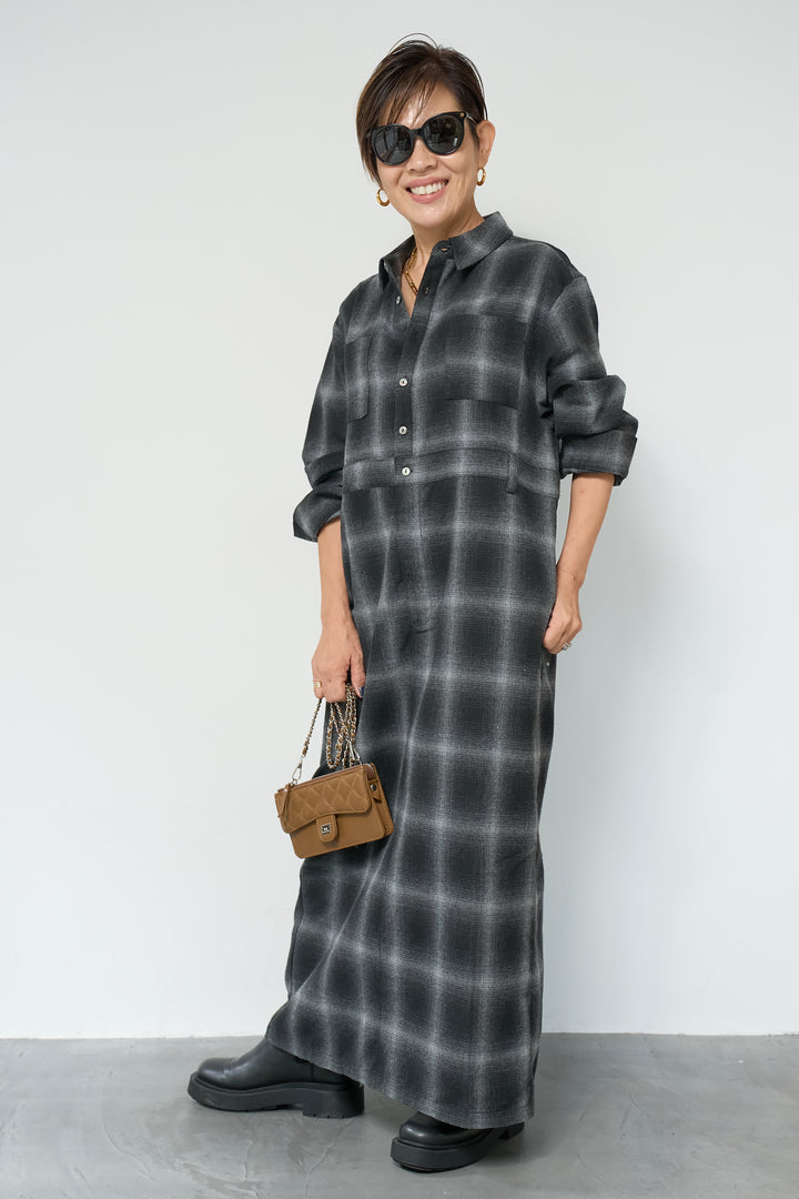チェックシャツワンピース