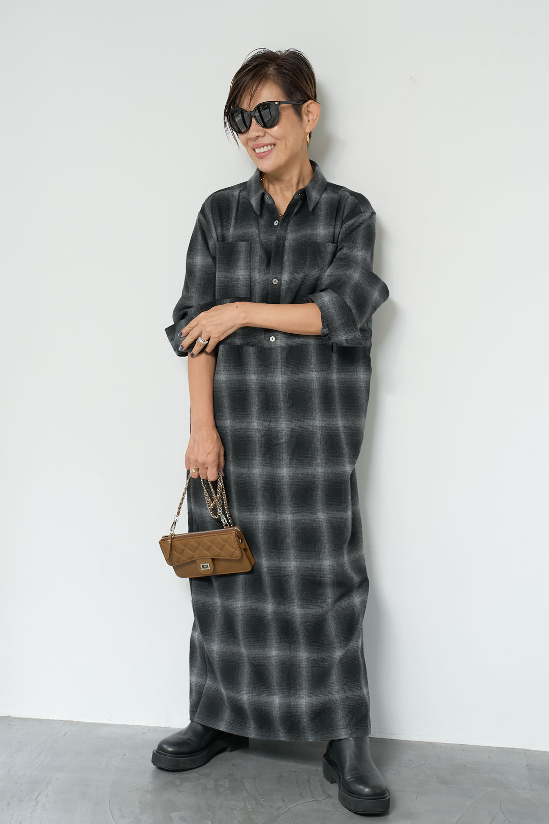 チェックシャツワンピース