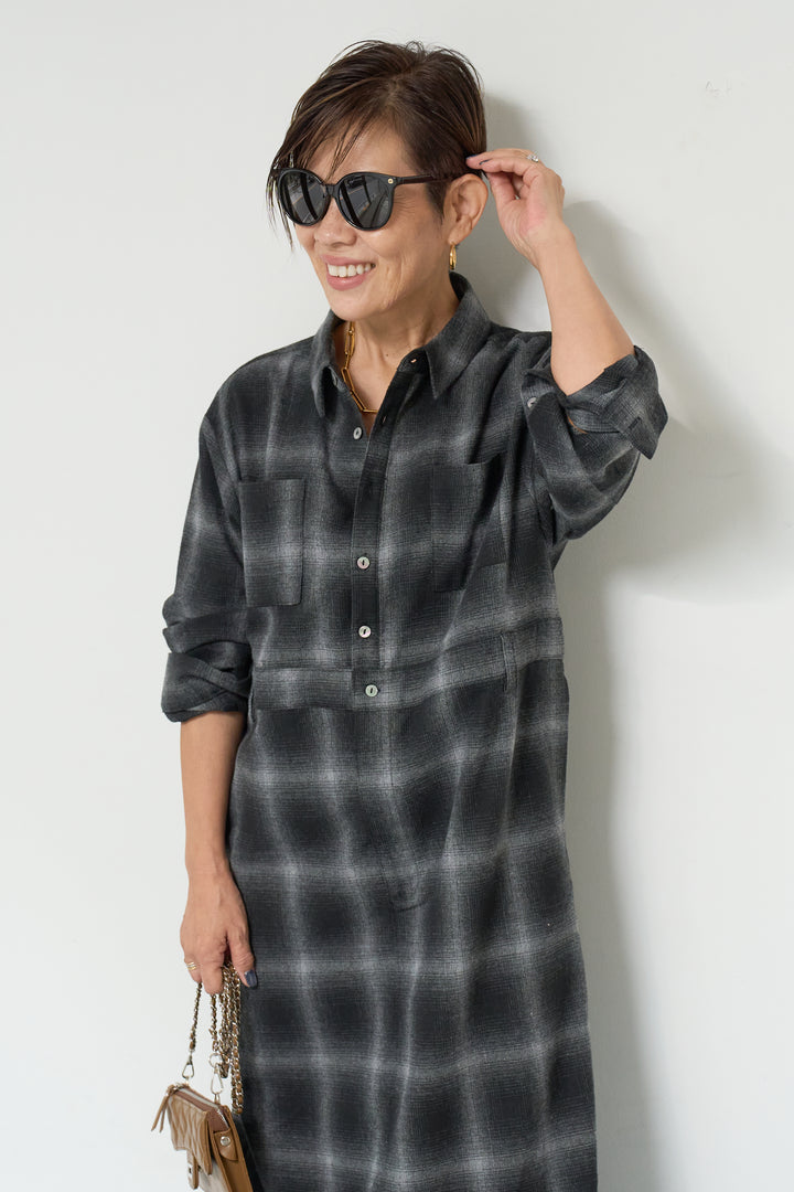 チェックシャツワンピース