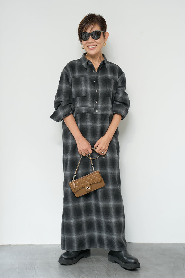 チェックシャツワンピース