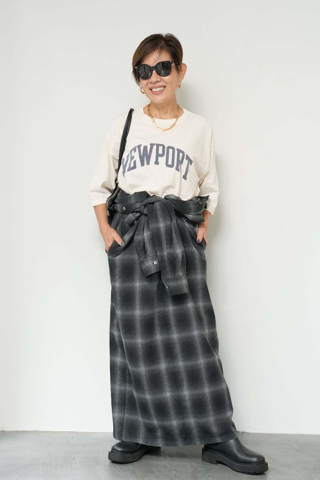 チェックシャツワンピース