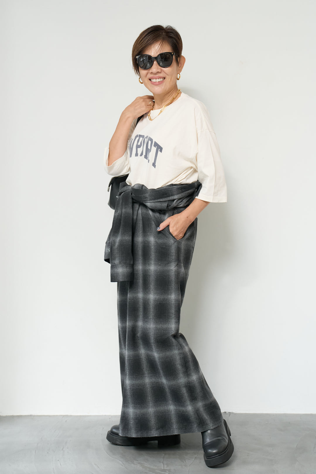 チェックシャツワンピース