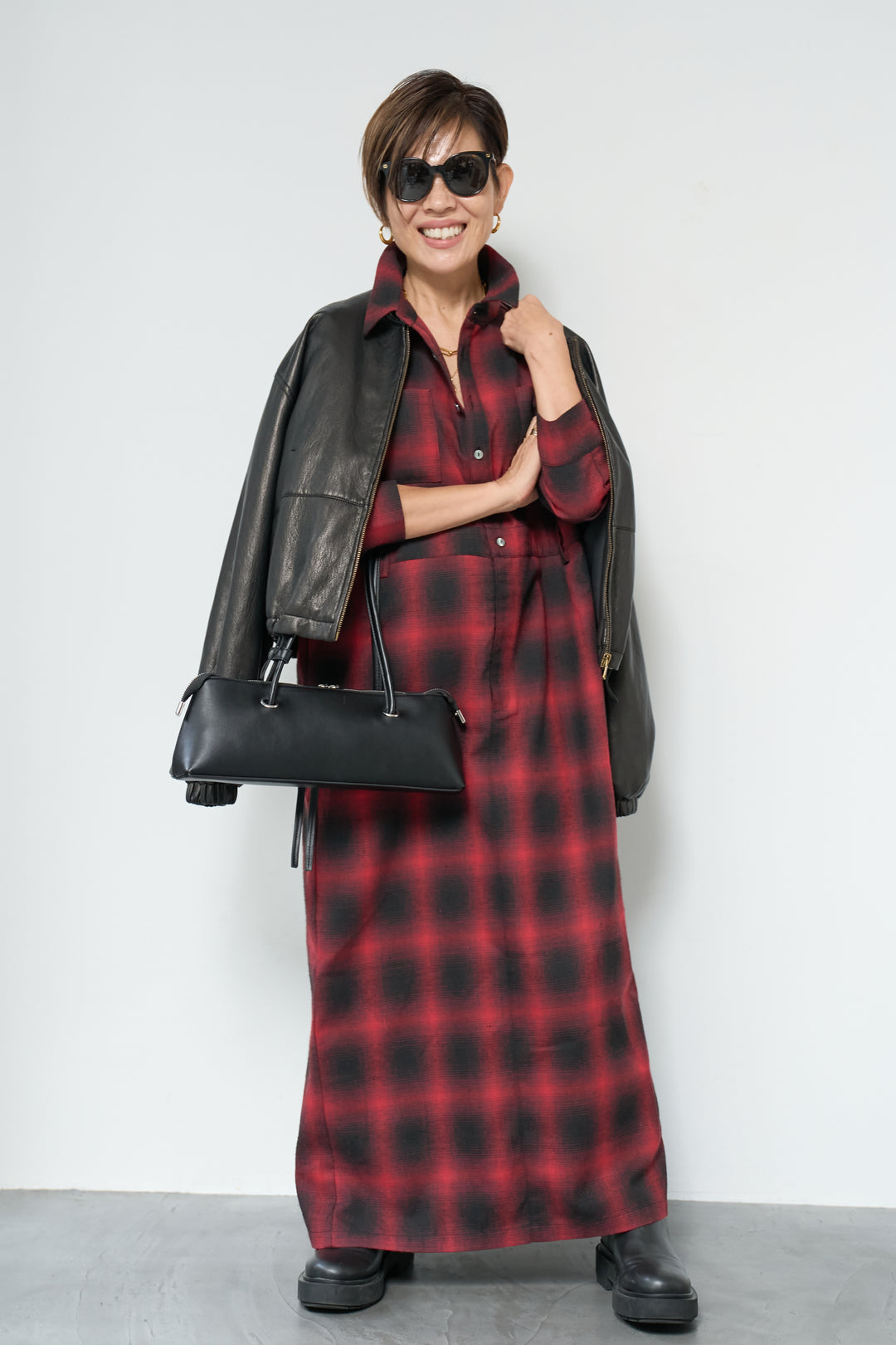 チェックシャツワンピース