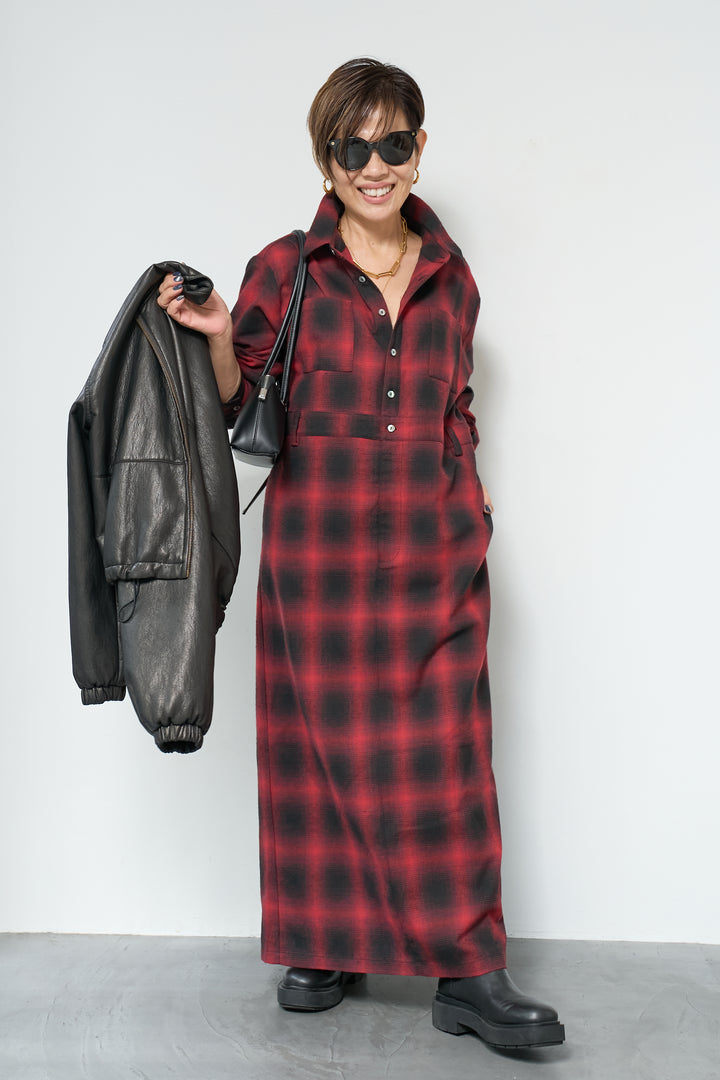 チェックシャツワンピース