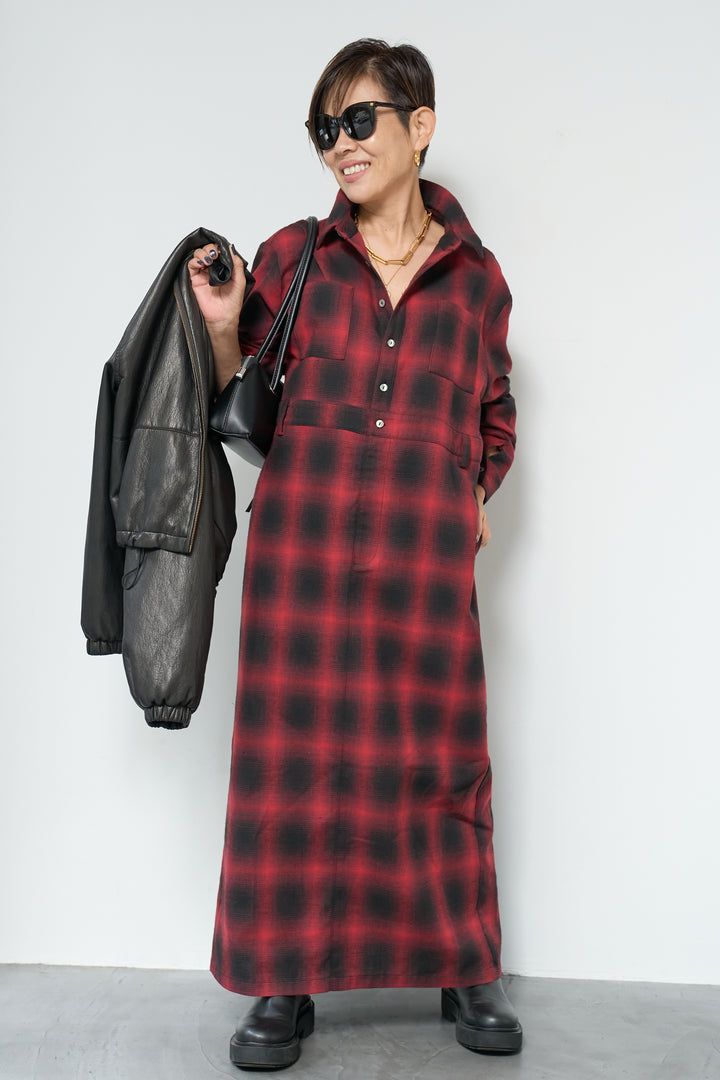 チェックシャツワンピース