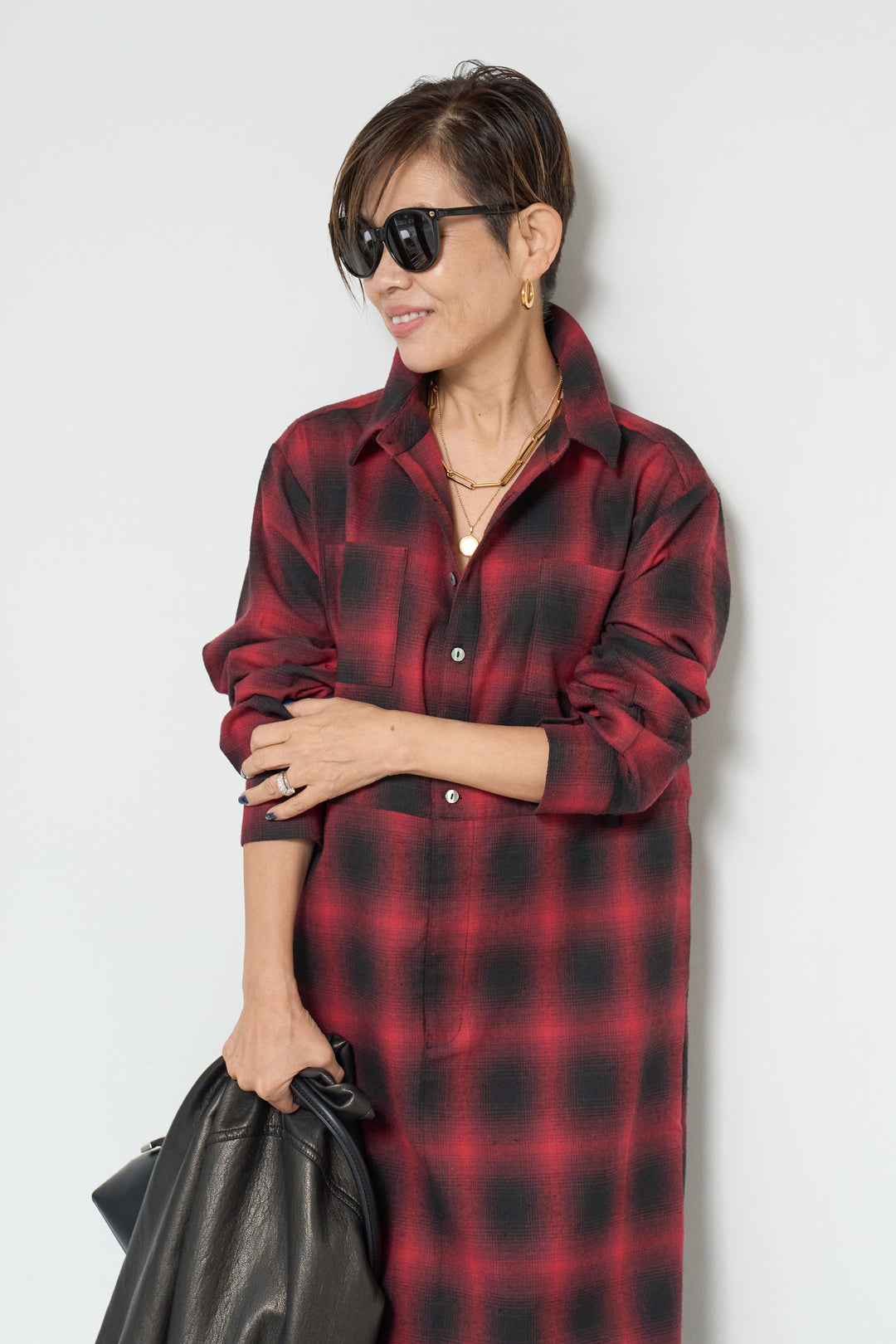 チェックシャツワンピース