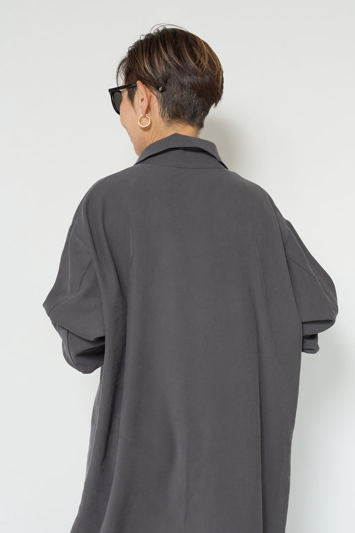 スカーフ巻きシャツワンピース